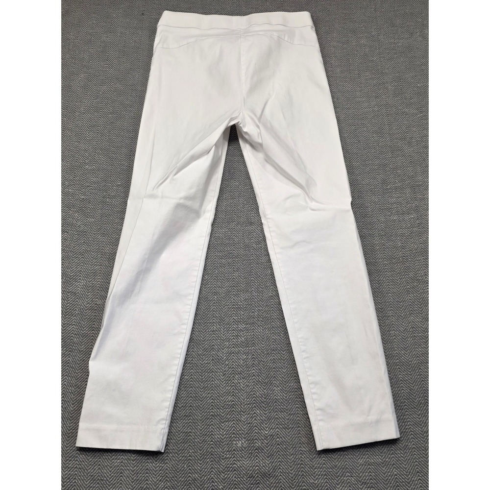 Ellen Tracy Womens White Slim Pull On Straight Leg Stretch Trousers Size Medium - Picture 7 of 10